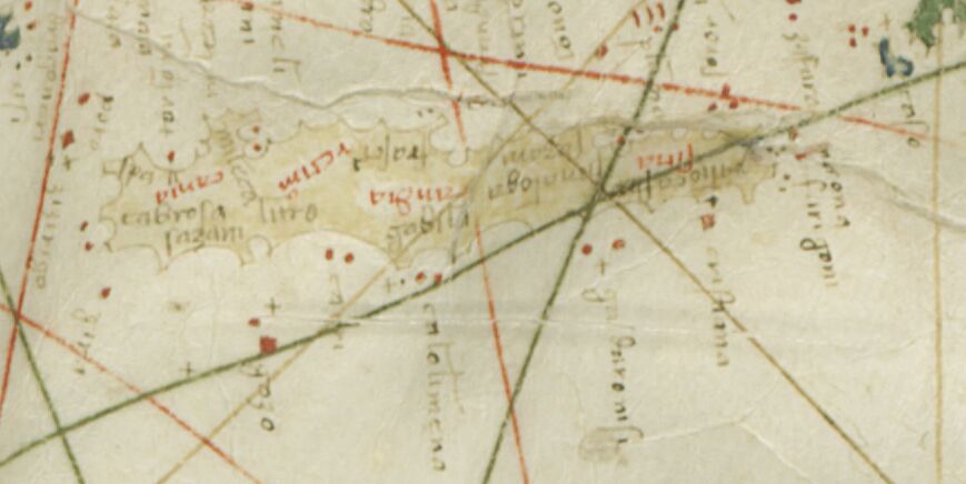 1409 Carte marine d'une partie de l'océan Atlantique Nord-Est, de la mer Méditerranée et de la mer Noire : Vinexia Virga, Albertinus de (13..-14..%3F).jpg